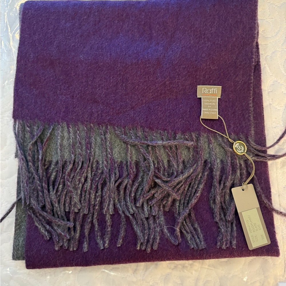 Raffi Eggplant and Slate Cashmere Scarf